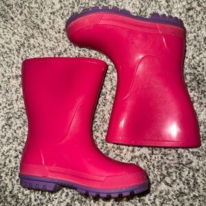 Pink rain boots